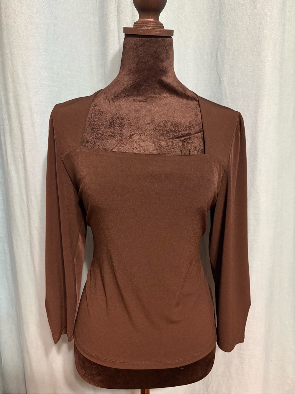Ann Taylor Square Neck Black Long Sleeve Top